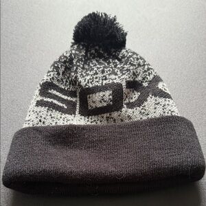 New Era Black and Gray Pom Beanie Hat